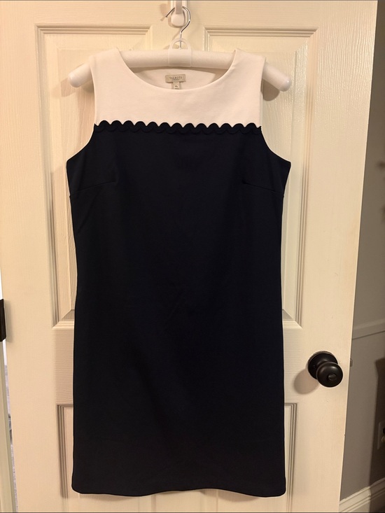 Talbots Dresses & Skirts - Talbots Navy Shift Dress with White Scalloped Yoke